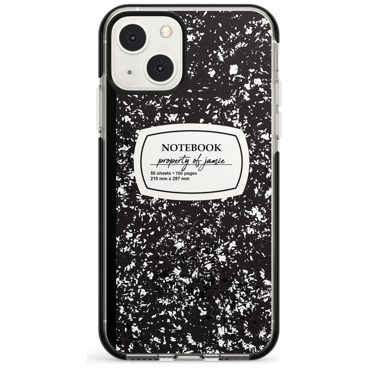 Personalised Notebook Cover Custom Phone Case iPhone 13 Mini / Black Impact Case Blanc Space