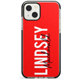 Personalised Bold Name: Red Custom Phone Case iPhone 13 Mini / Black Impact Case Blanc Space