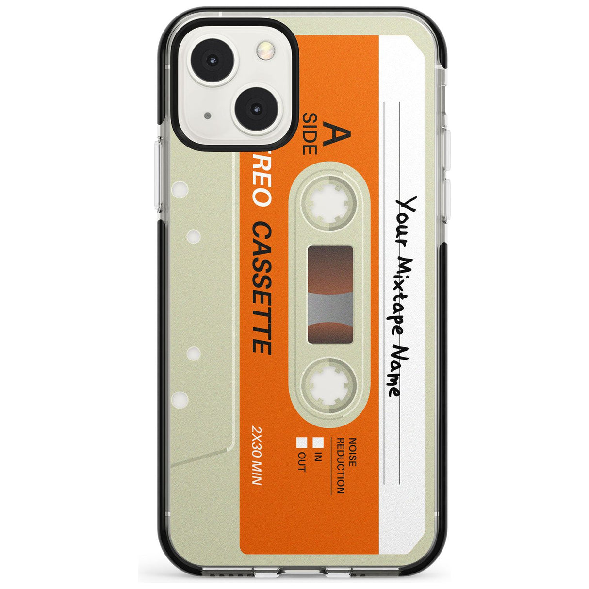 Personalised Classic Cassette Custom Phone Case iPhone 13 Mini / Black Impact Case Blanc Space