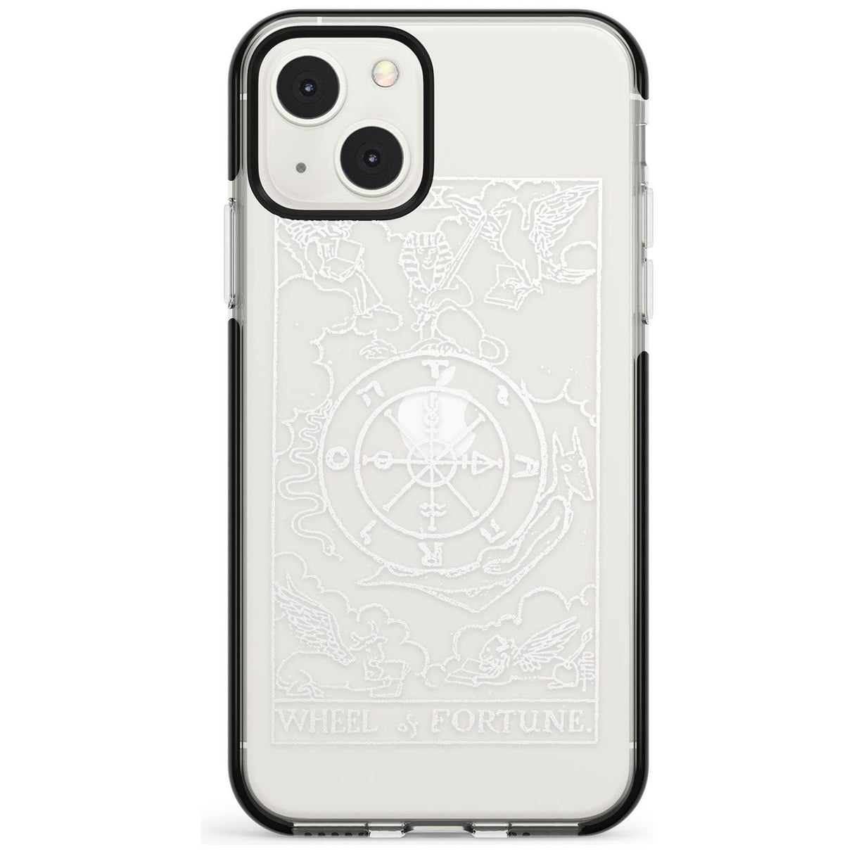 Personalised Wheel of Fortune Tarot Card - White Transparent Custom Phone Case iPhone 13 Mini / Black Impact Case Blanc Space