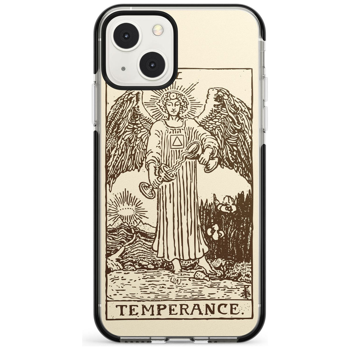 Personalised Temperance Tarot Card - Solid Cream Custom Phone Case iPhone 13 Mini / Black Impact Case Blanc Space