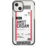 Personalised Amsterdam Boarding Pass Custom Phone Case iPhone 13 Mini / Black Impact Case Blanc Space