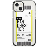 Personalised Manchester Boarding Pass Custom Phone Case iPhone 13 Mini / Black Impact Case Blanc Space