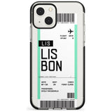 Personalised Lisbon Boarding Pass Custom Phone Case iPhone 13 Mini / Black Impact Case Blanc Space