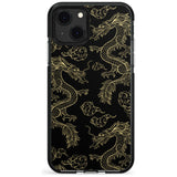 Black and Gold Dragon Pattern Black Impact Phone Case for iPhone 13 & 13 Mini