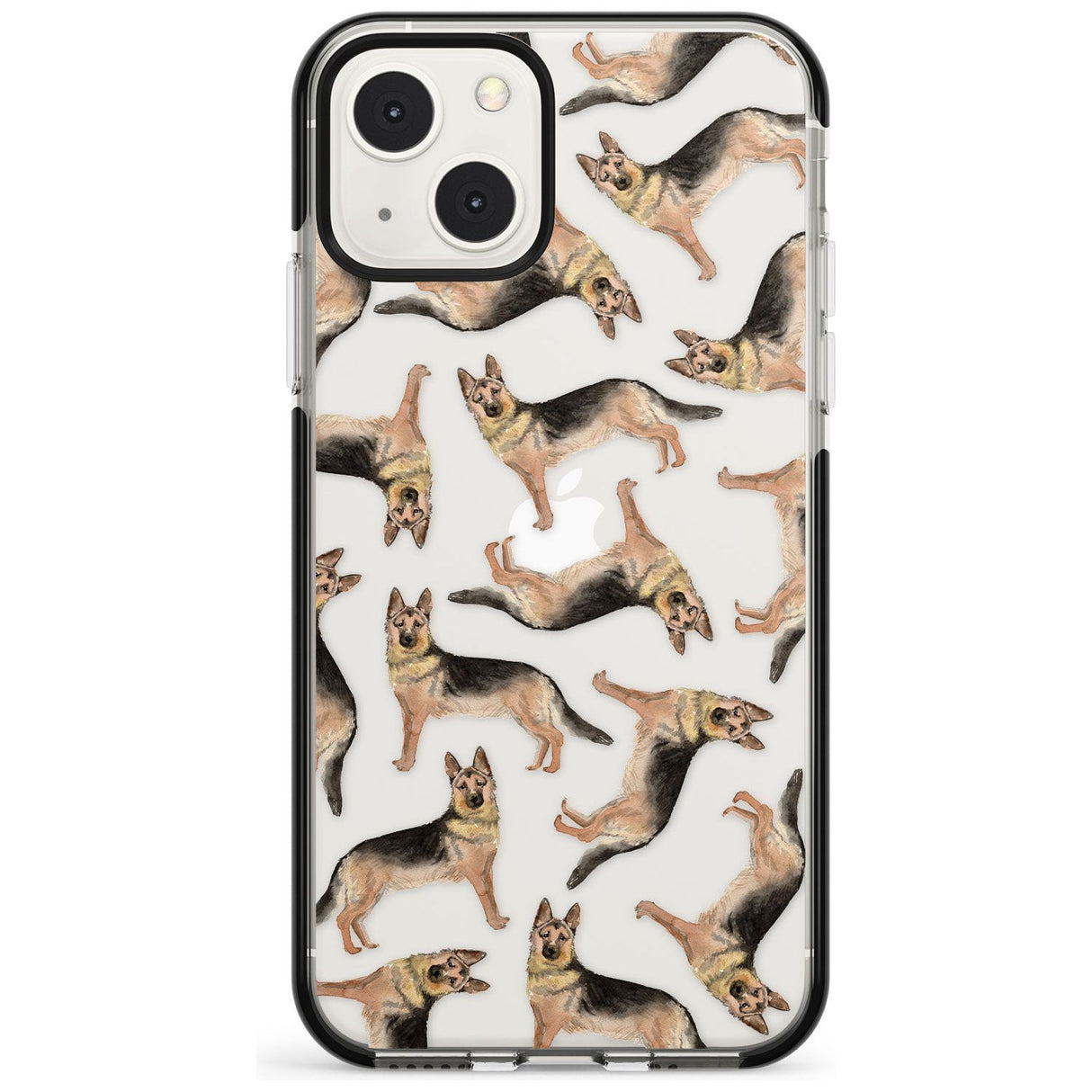 German Shepherd Watercolour Dog Pattern Phone Case iPhone 13 Mini / Black Impact Case Blanc Space