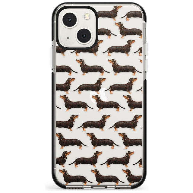 Dachshund (Black & Tan) Watercolour Dog Pattern Phone Case iPhone 13 Mini / Black Impact Case Blanc Space