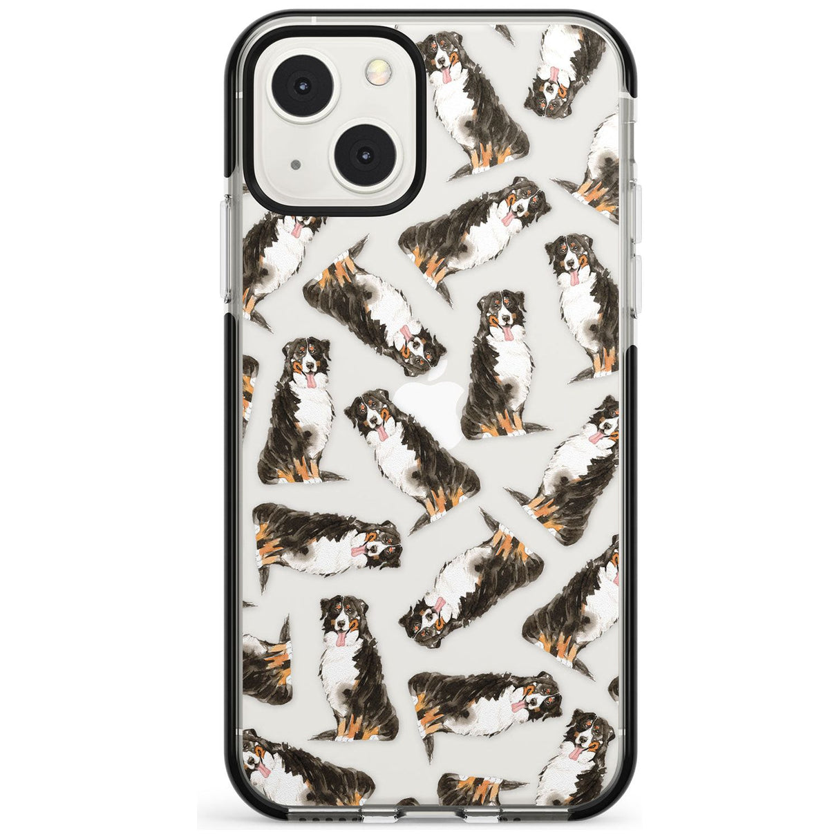 Bernese Mountain Dog Watercolour Dog Pattern Phone Case iPhone 13 Mini / Black Impact Case Blanc Space