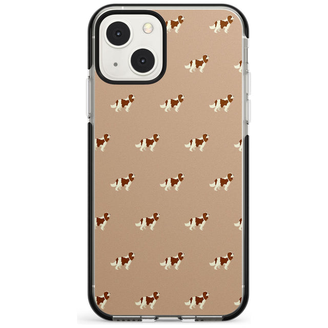 Cavalier King Charles Spaniel Pattern Phone Case iPhone 13 Mini / Black Impact Case Blanc Space