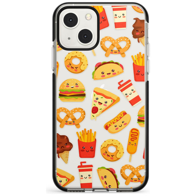 Fast Food Patterns Kawaii Fast Food Mix Phone Case iPhone 13 Mini / Black Impact Case Blanc Space