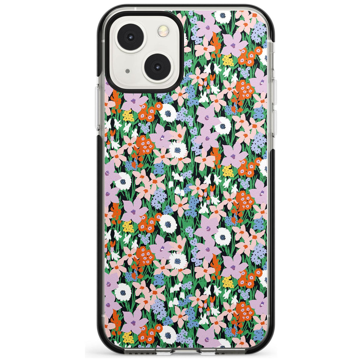 Jazzy Floral Mix: Solid Phone Case iPhone 13 Mini / Black Impact Case Blanc Space