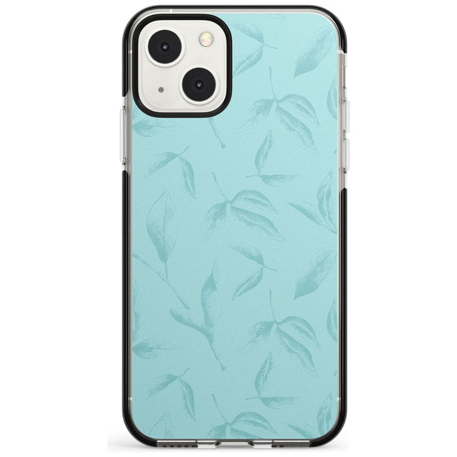 Blue Leaves Vintage Botanical Phone Case iPhone 13 Mini / Black Impact Case Blanc Space