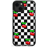 Checkered Cherry Black Impact Phone Case for iPhone 13 & 13 Mini