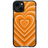 Orange Heart Illusion Black Impact Phone Case for iPhone 13 & 13 Mini