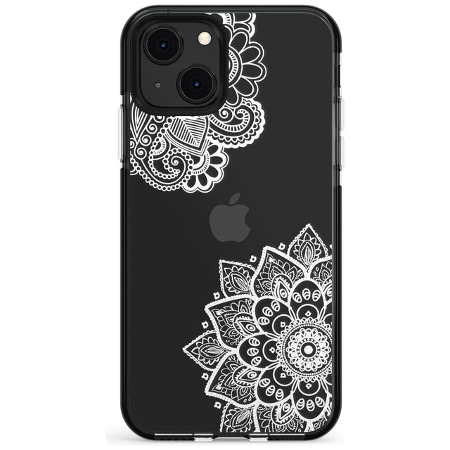 White Henna Florals Black Impact Phone Case for iPhone 13 & 13 Mini