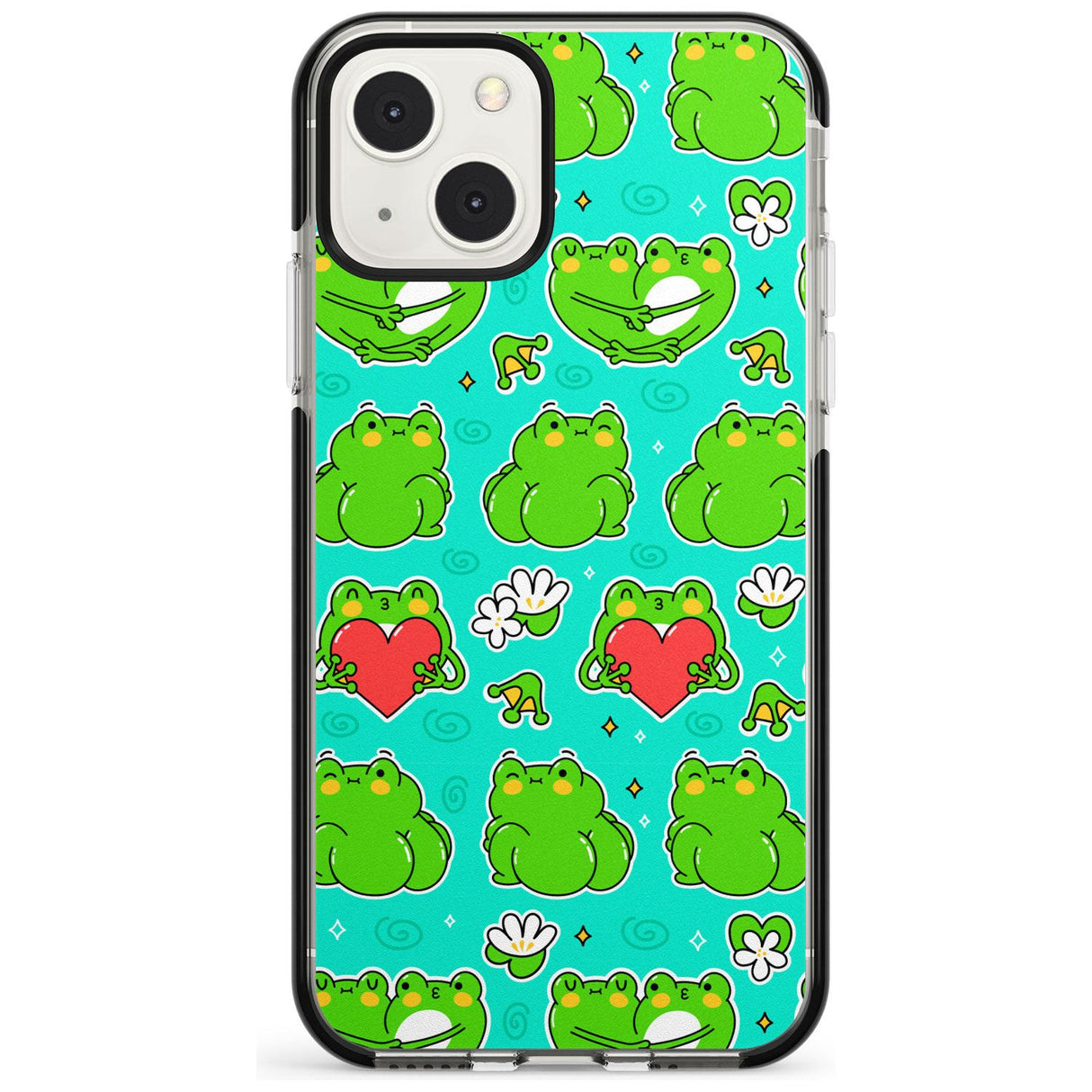 Frog Booty Kawaii Pattern Black Impact Phone Case for iPhone 13 & 13 Mini