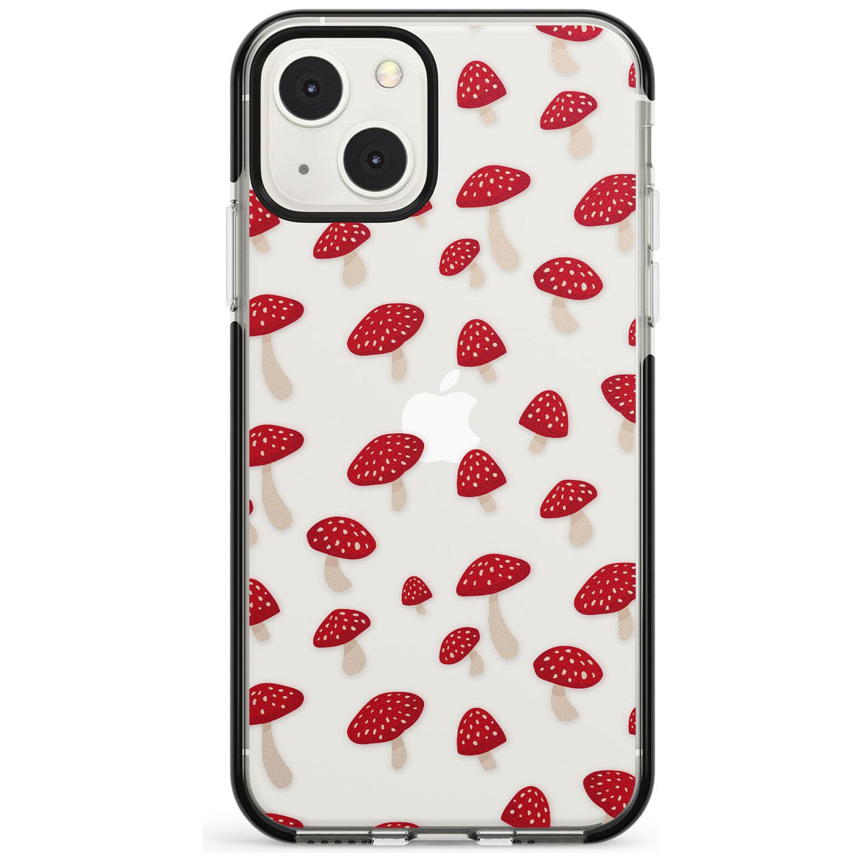 Magical Mushrooms Pattern Black Impact Phone Case for iPhone 13 & 13 Mini