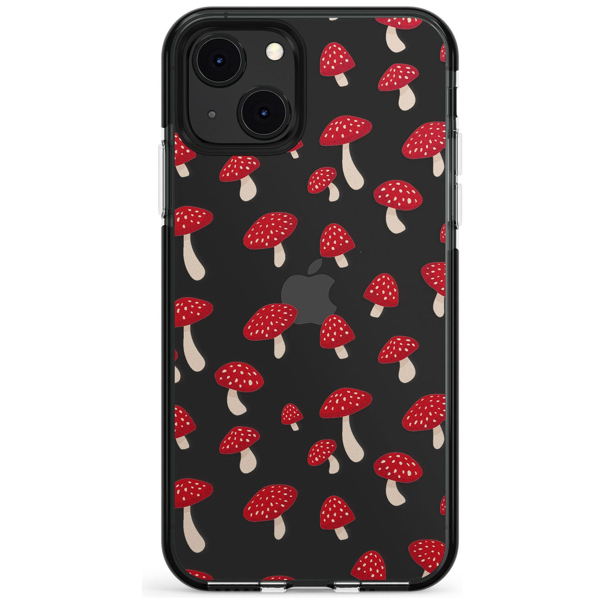 Magical Mushrooms Pattern Black Impact Phone Case for iPhone 13 & 13 Mini