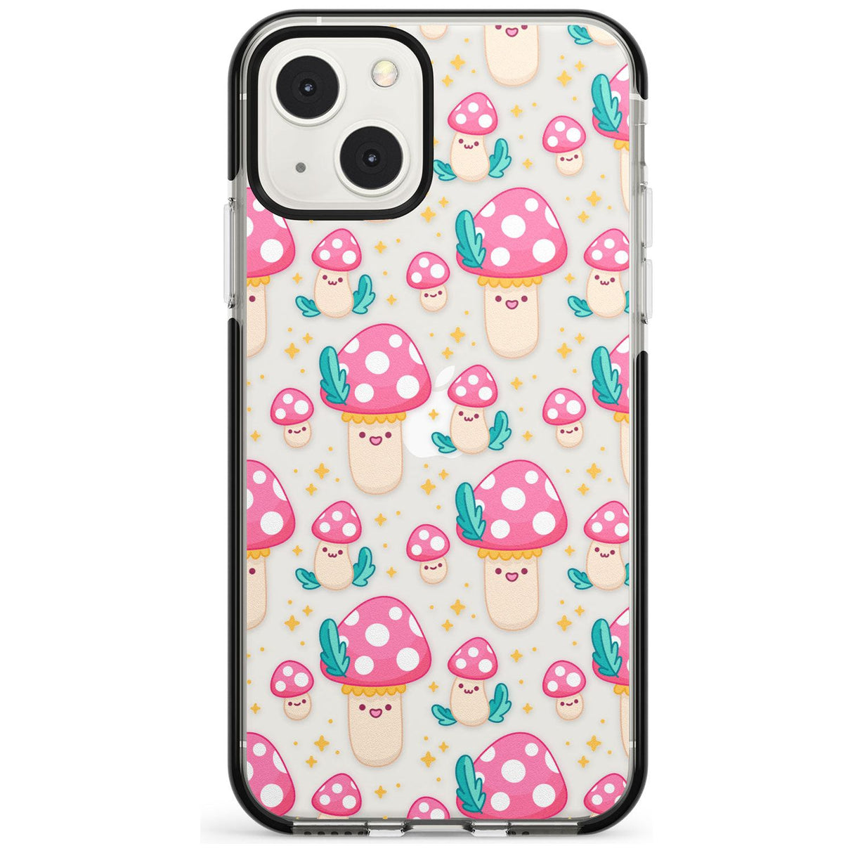 Cute Mushrooms Pattern Black Impact Phone Case for iPhone 13 & 13 Mini