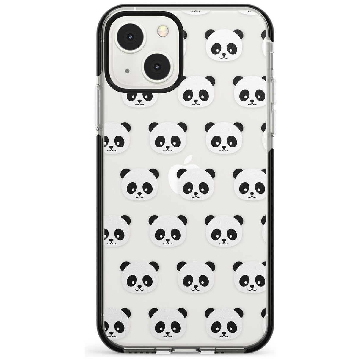 Panda Face Pattern Phone Case iPhone 13 Mini / Black Impact Case Blanc Space