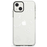 White Butterfly Line Pattern Impact Phone Case for iPhone 13 & 13 Mini