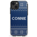 Personalised Blue Christmas Knitted Jumper Impact Phone Case for iPhone 13 & 13 Mini