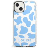 Personalised Blue and White Cow Print Impact Phone Case for iPhone 13 & 13 Mini