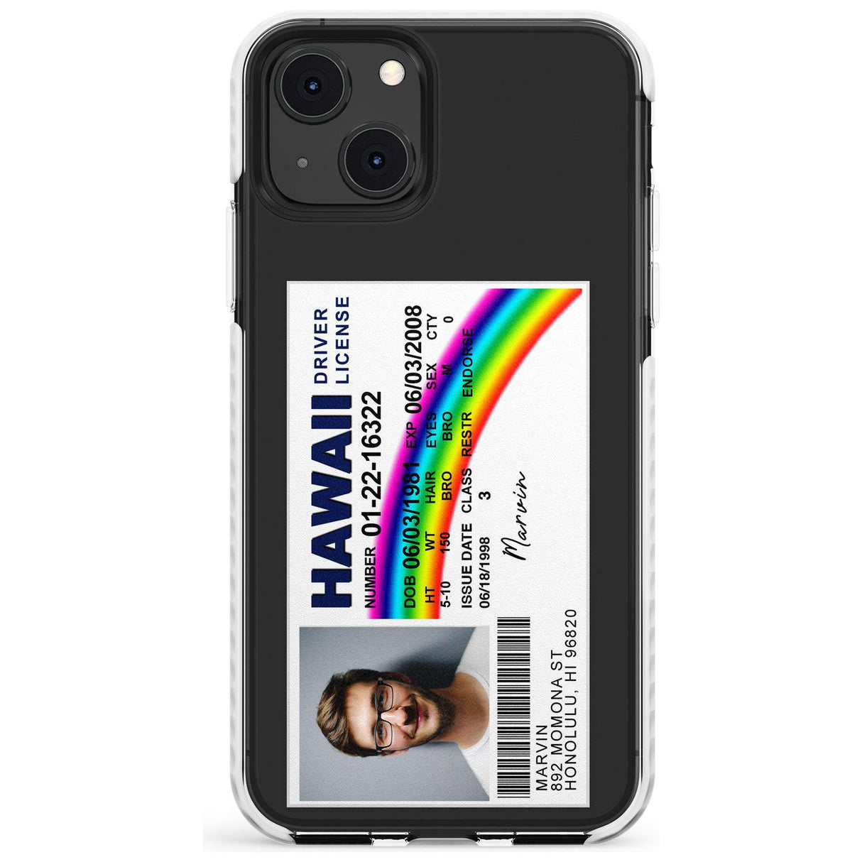 Personalised Hawaii Driving License Impact Phone Case for iPhone 13 & 13 Mini