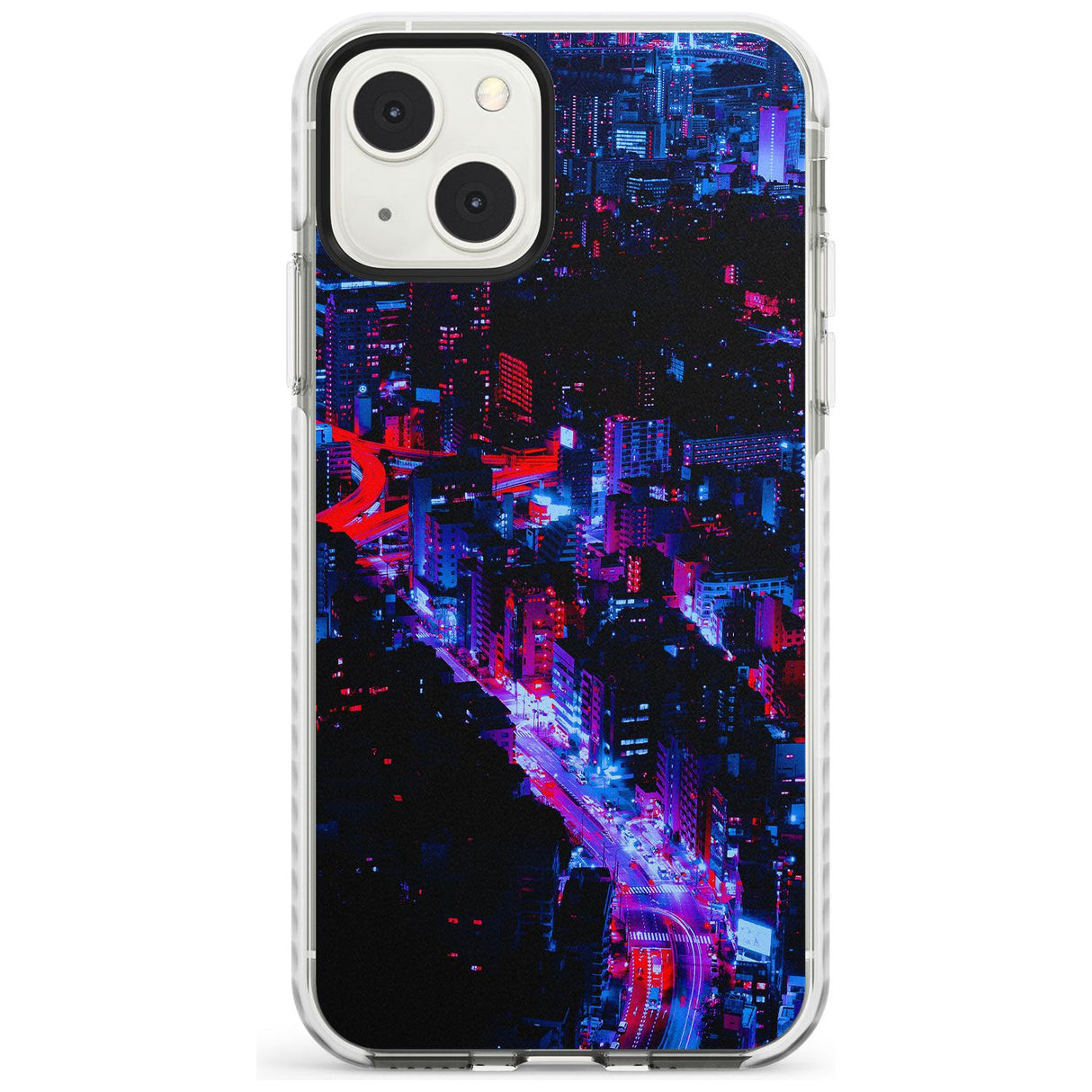 Arial City View - Neon Cities Photographs Phone Case iPhone 13 Mini / Impact Case Blanc Space