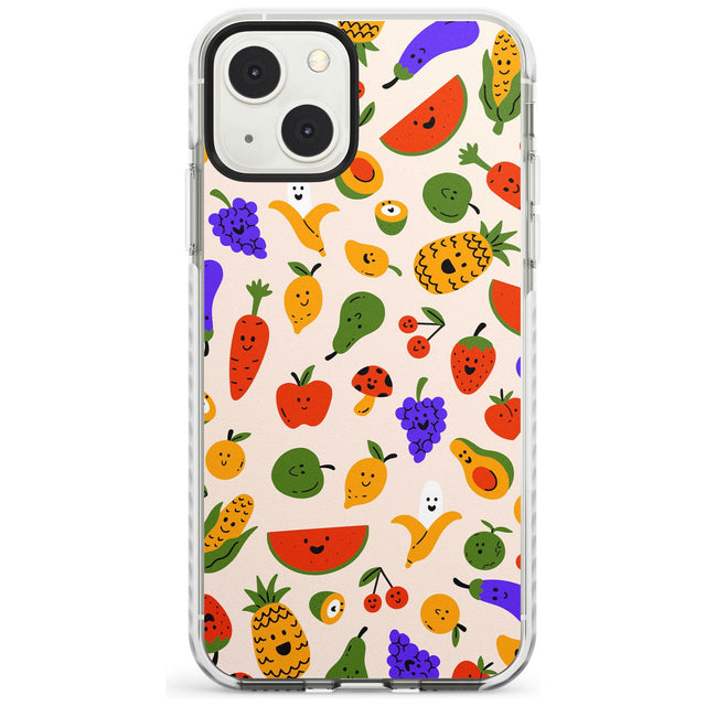Mixed Kawaii Food Icons - Solid Phone Case iPhone 13 Mini / Impact Case Blanc Space