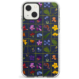 Wildflower Grid Boxes Pattern - Navy