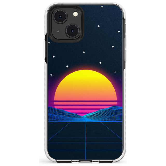 Retro Sunset Vaporwave Impact Phone Case for iPhone 13 & 13 Mini