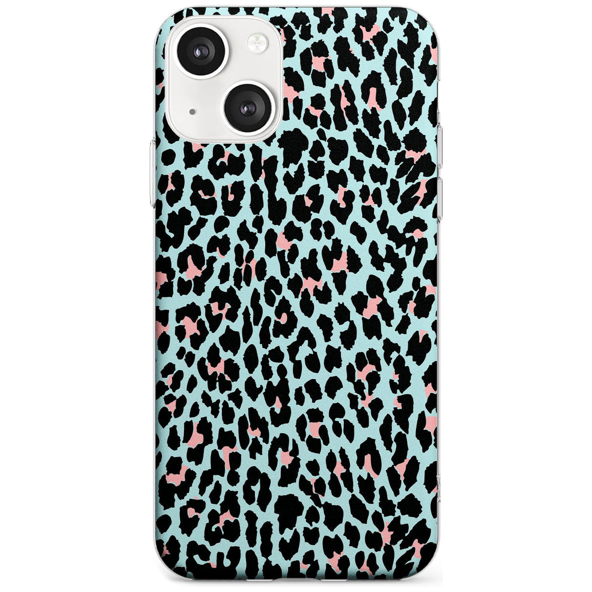 Light Pink on Blue Leopard Print Pattern Phone Case iPhone 13 / Clear Case,iPhone 13 Mini / Clear Case,iPhone 14 / Clear Case,iPhone 14 Plus / Clear Case Blanc Space