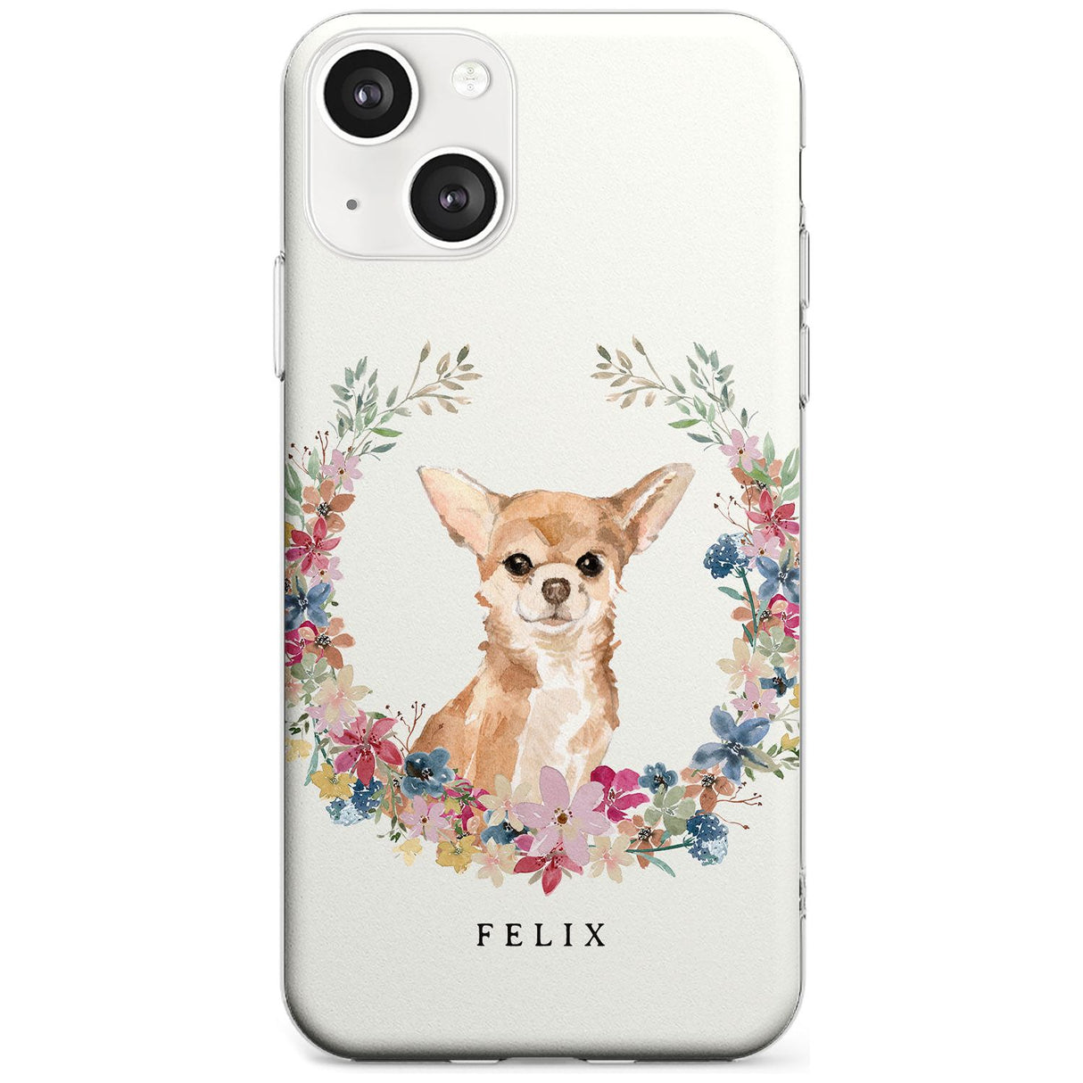 Personalised Chihuahua - Watercolour Dog Portrait Custom Phone Case iPhone 13 / Clear Case,iPhone 13 Mini / Clear Case,iPhone 14 / Clear Case,iPhone 14 Plus / Clear Case Blanc Space