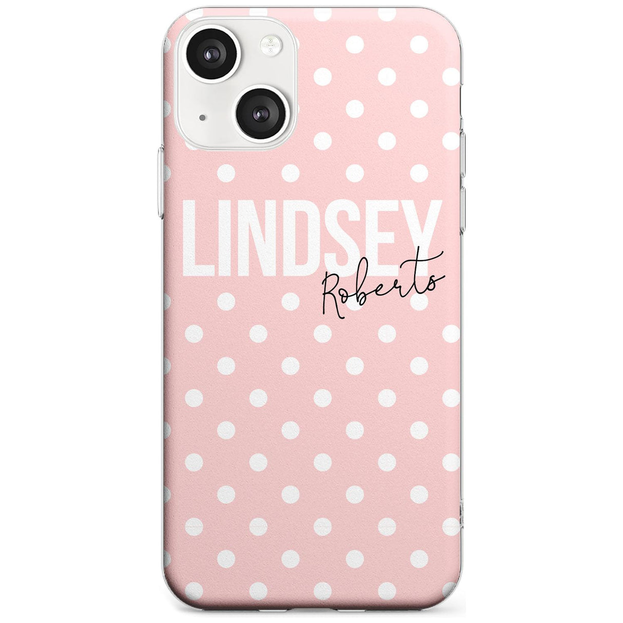 Personalised Pink Polka Custom Phone Case iPhone 13 / Clear Case,iPhone 13 Mini / Clear Case,iPhone 14 / Clear Case,iPhone 14 Plus / Clear Case Blanc Space