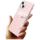 Personalised Pink Polka Custom Phone Case iPhone 15 Pro Max / Black Impact Case,iPhone 15 Plus / Black Impact Case,iPhone 15 Pro / Black Impact Case,iPhone 15 / Black Impact Case,iPhone 15 Pro Max / Impact Case,iPhone 15 Plus / Impact Case,iPhone 15 Pro / Impact Case,iPhone 15 / Impact Case,iPhone 15 Pro Max / Magsafe Black Impact Case,iPhone 15 Plus / Magsafe Black Impact Case,iPhone 15 Pro / Magsafe Black Impact Case,iPhone 15 / Magsafe Black Impact Case,iPhone 14 Pro Max / Black Impact Case,iPhone 14 Plu