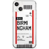 Personalised Birmingham Boarding Pass Custom Phone Case iPhone 13 / Clear Case,iPhone 13 Mini / Clear Case,iPhone 14 / Clear Case,iPhone 14 Plus / Clear Case Blanc Space