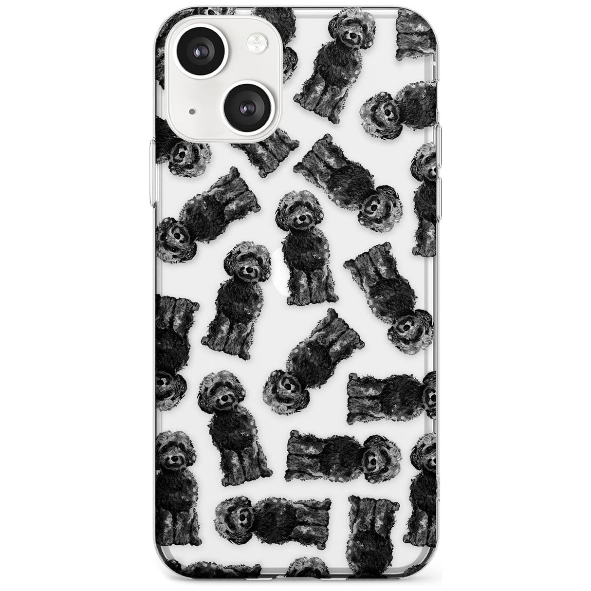 Cockapoo (Black) Watercolour Dog Pattern Phone Case iPhone 13 / Clear Case,iPhone 13 Mini / Clear Case,iPhone 14 / Clear Case,iPhone 14 Plus / Clear Case Blanc Space