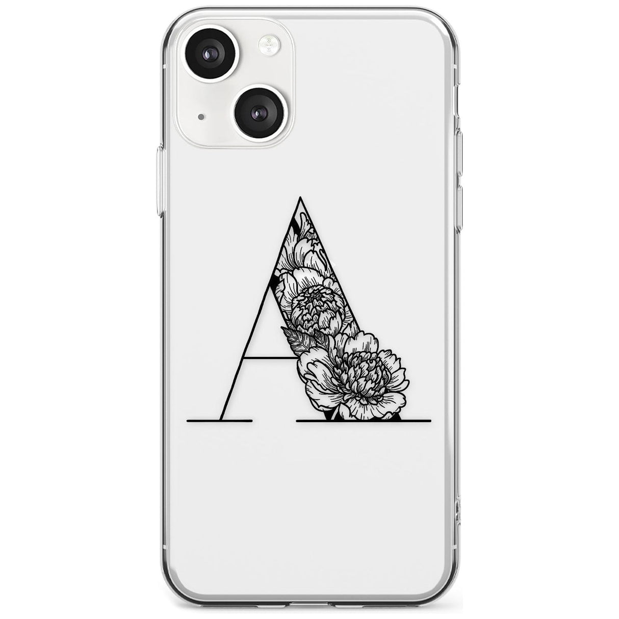 Floral Monogram Letter Custom Phone Case iPhone 13 / Clear Case,iPhone 13 Mini / Clear Case,iPhone 14 / Clear Case,iPhone 14 Plus / Clear Case Blanc Space