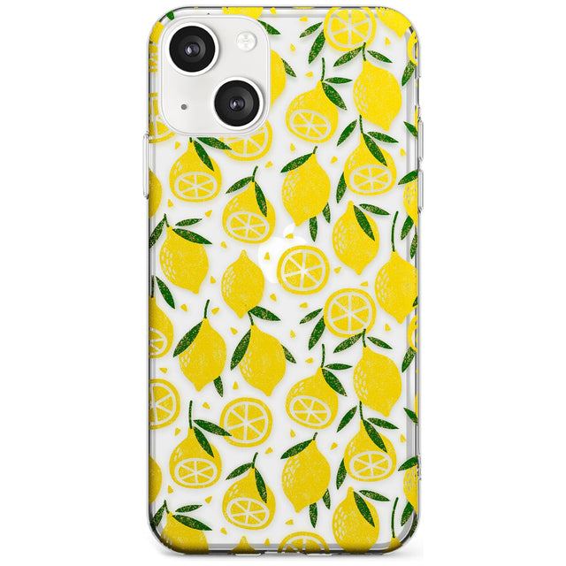 Bright Lemon Fruity Pattern Phone Case iPhone 13 / Clear Case,iPhone 13 Mini / Clear Case,iPhone 14 / Clear Case,iPhone 14 Plus / Clear Case Blanc Space