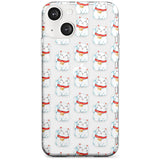 Lucky Cat Maneki-Neko Japanese Pattern Phone Case iPhone 13 / Clear Case,iPhone 13 Mini / Clear Case,iPhone 14 / Clear Case,iPhone 14 Plus / Clear Case Blanc Space