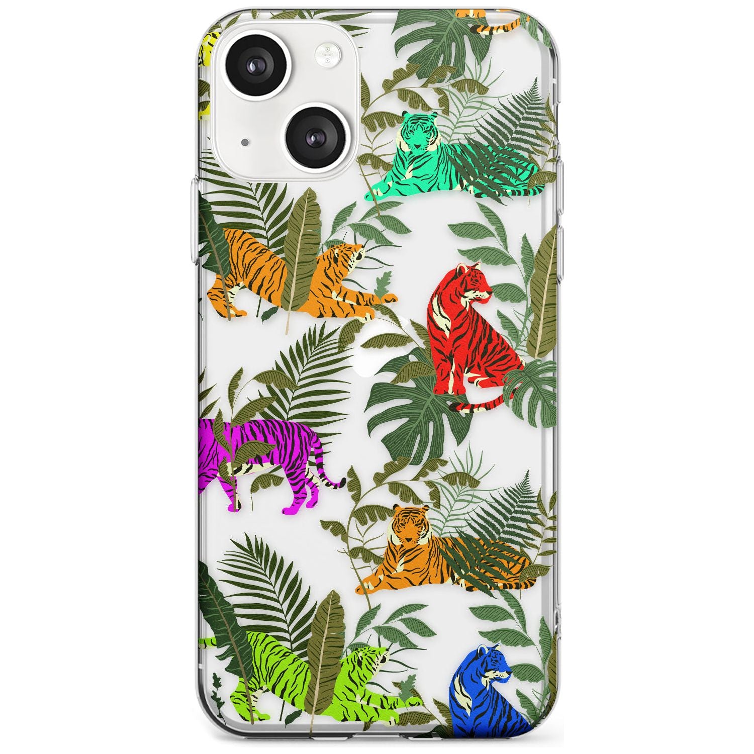 Colourful Tiger Jungle Cat Pattern Phone Case iPhone 13 / Clear Case,iPhone 13 Mini / Clear Case,iPhone 14 / Clear Case,iPhone 14 Plus / Clear Case Blanc Space