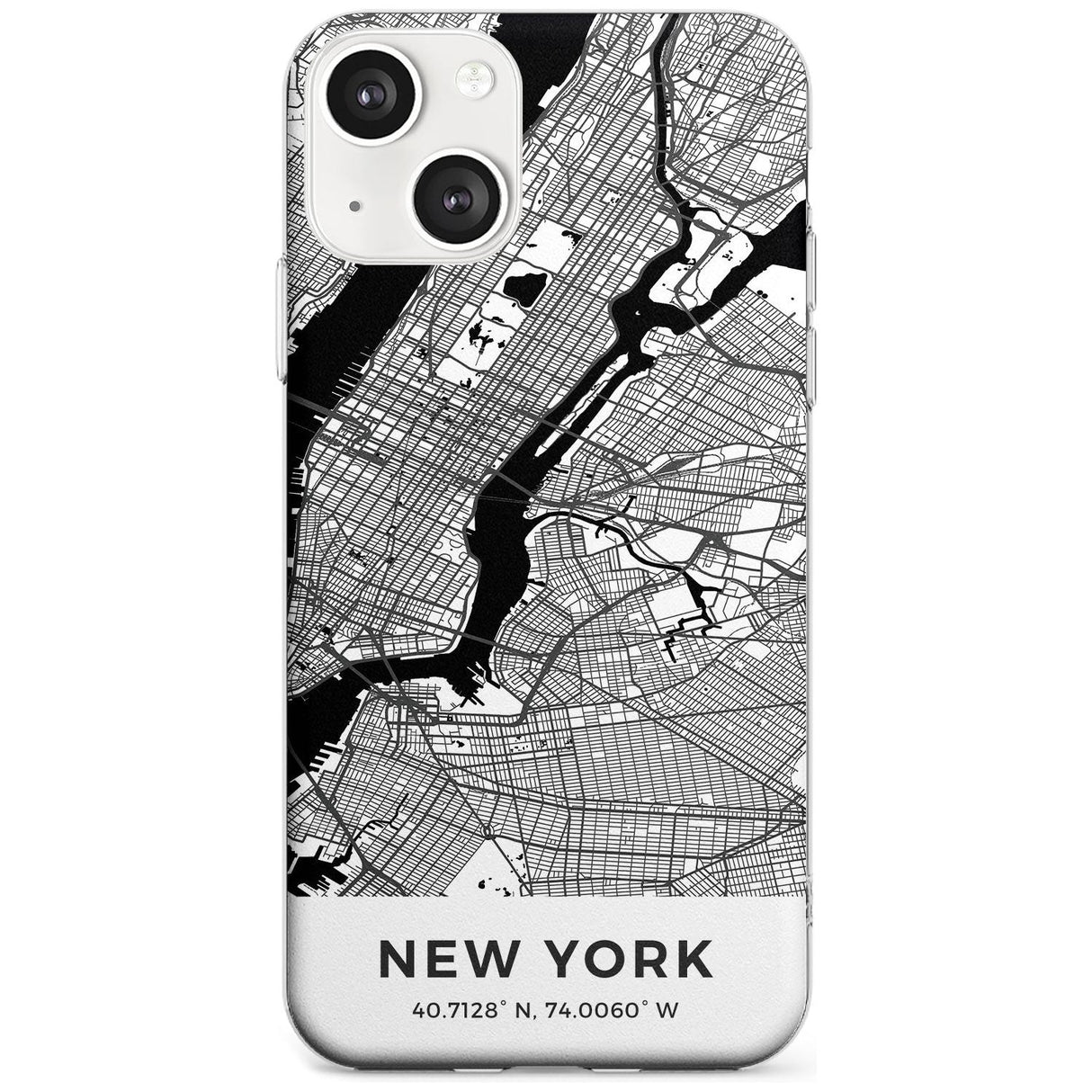 Map of New York, New York Phone Case iPhone 13 / Clear Case,iPhone 13 Mini / Clear Case,iPhone 14 / Clear Case,iPhone 14 Plus / Clear Case Blanc Space