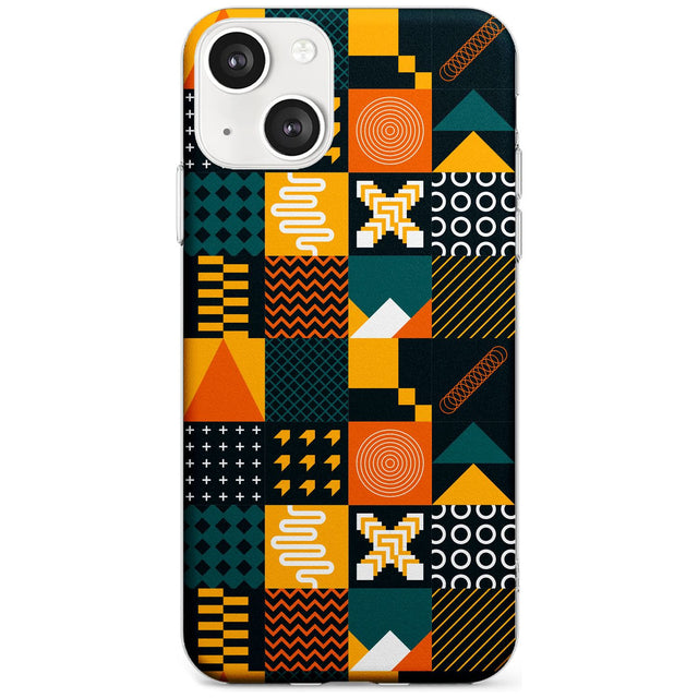 Funky Geometric Patterns: Orange & Dark Green Phone Case iPhone 13 Mini / Clear Case,iPhone 13 / Clear Case,iPhone 14 Plus / Clear Case,iPhone 14 / Clear Case Blanc Space