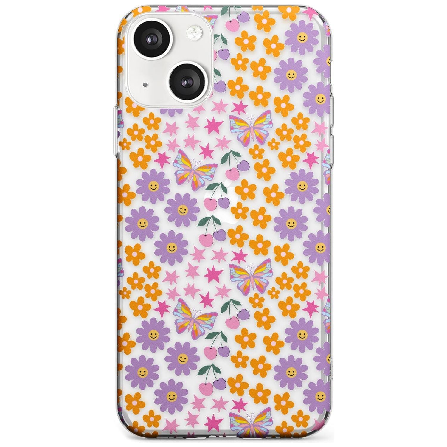 Botanical Bombardment Phone Case iPhone 13 / Clear Case,iPhone 13 Mini / Clear Case,iPhone 14 / Clear Case,iPhone 14 Plus / Clear Case Blanc Space
