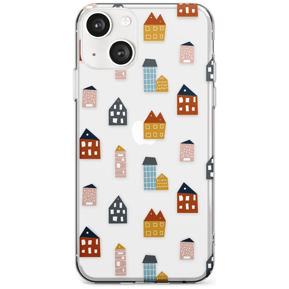 Cute Scandinavian Buildings Phone Case iPhone 13 / Clear Case,iPhone 13 Mini / Clear Case,iPhone 14 / Clear Case,iPhone 14 Plus / Clear Case Blanc Space