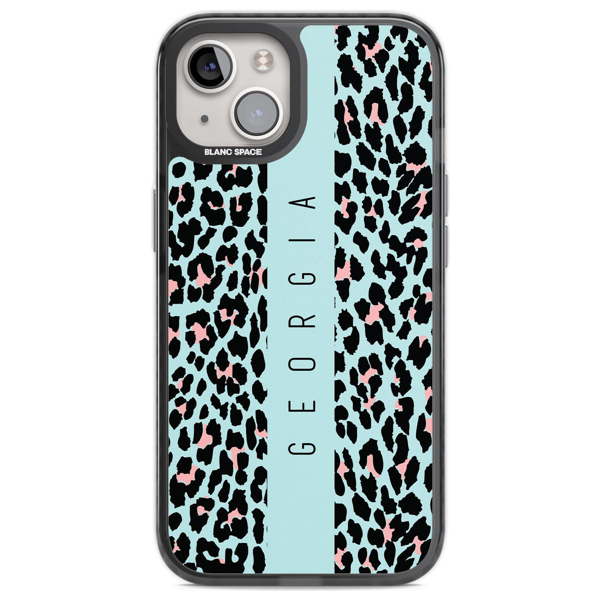 Personalised Blue Leopard Spots Custom Phone Case iPhone 12 / Black Impact Case,iPhone 13 / Black Impact Case,iPhone 12 Pro / Black Impact Case,iPhone 14 / Black Impact Case,iPhone 15 Plus / Black Impact Case,iPhone 15 / Black Impact Case Blanc Space