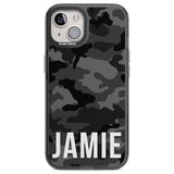 Personalised Horizontal Name Black Camouflage Custom Phone Case iPhone 12 / Black Impact Case,iPhone 13 / Black Impact Case,iPhone 12 Pro / Black Impact Case,iPhone 14 / Black Impact Case,iPhone 15 Plus / Black Impact Case,iPhone 15 / Black Impact Case Blanc Space