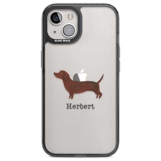 Personalised Hand Painted Sausage Dog Custom Phone Case iPhone 12 / Black Impact Case,iPhone 13 / Black Impact Case,iPhone 12 Pro / Black Impact Case,iPhone 14 / Black Impact Case,iPhone 15 Plus / Black Impact Case,iPhone 15 / Black Impact Case Blanc Space