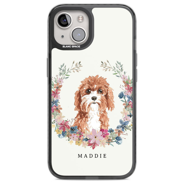 Personalised Cavapoo - Watercolour Dog Portrait Custom Phone Case iPhone 12 / Black Impact Case,iPhone 13 / Black Impact Case,iPhone 12 Pro / Black Impact Case,iPhone 14 / Black Impact Case,iPhone 15 Plus / Black Impact Case,iPhone 15 / Black Impact Case Blanc Space